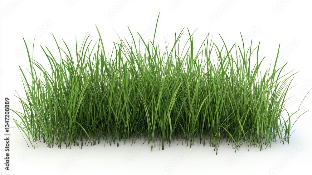 Fototapeta premium Lush Green Grass Tuft Isolated on White