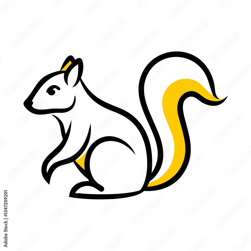 Obraz premium yellow and white squirrel sitting icon