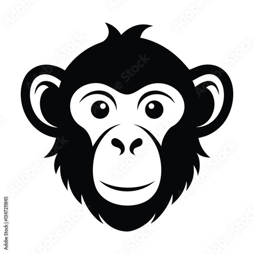 A minimalist monkey head vector, Monkey face silhouette icon design 2