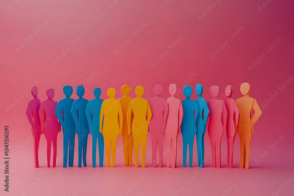 Obraz premium Diverse Paper People Standing Together1