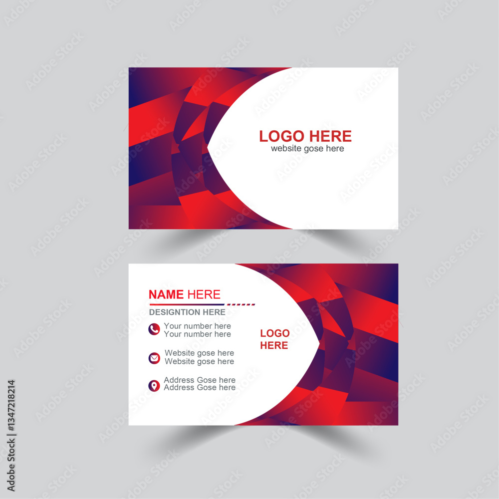 Naklejka premium Modern creative business card and name card, simple clean template vector design, layout in rectangle size.