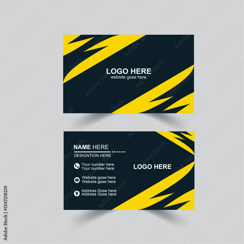 Abstract black business card design with yellow shade. Abstract black business card design with yellow shade.