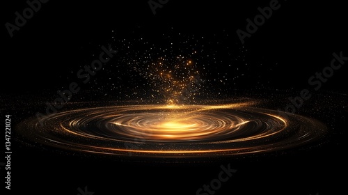 Abstract golden spiral vortex on black background