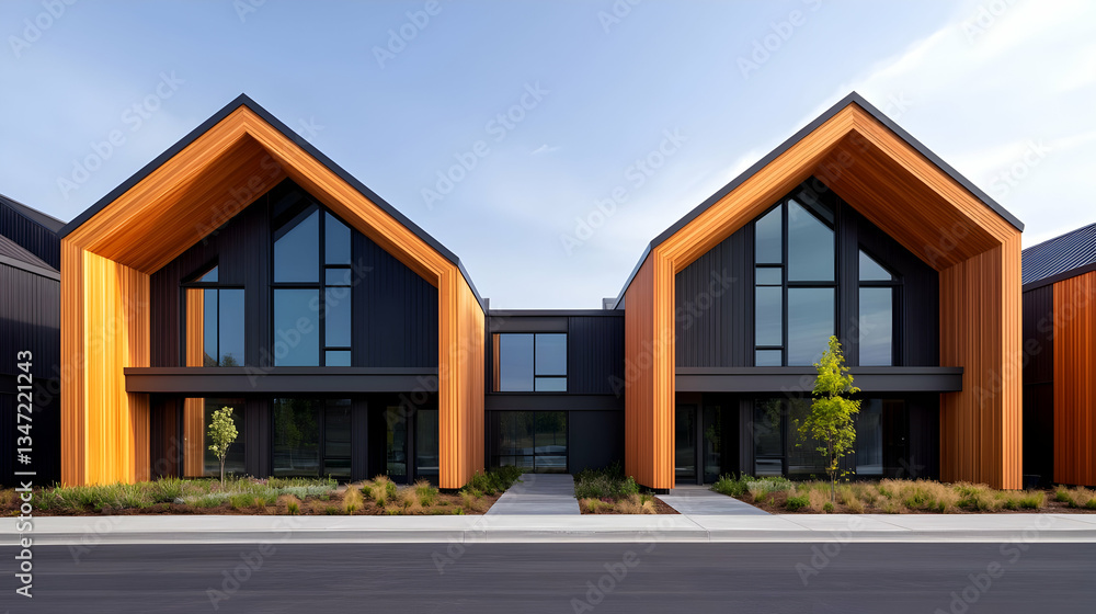 Modern Timber Frame Homes with Geometric Facade Modern Timber Frame Homes with Geometric Facade