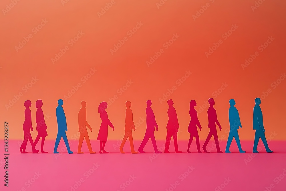 Diverse People Walking Forward Teamwork Progression Diverse People Walking Forward Teamwork Progression