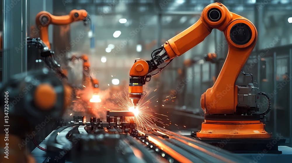Automation Robot Arm in Industrial Setup