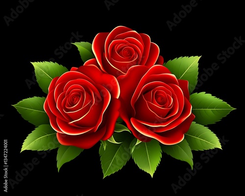 Wallpaper Mural Red Roses Bouquet on Black Background. Torontodigital.ca