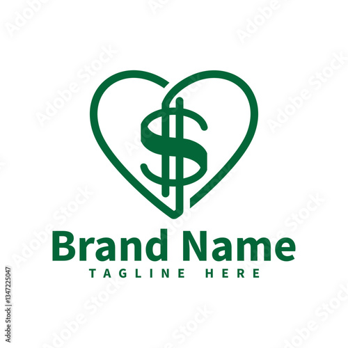 Heart Money Logo, simple love and dolar logo