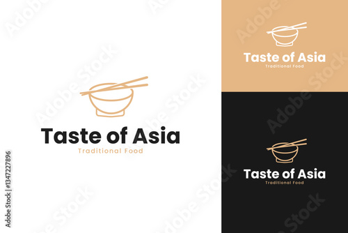 Taste of asia food logo design template vector illustration