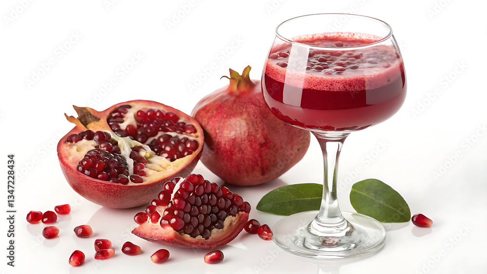 bold pomegranate juice with deep red hues, elegantly presented in a wine glass with fresh pomegranate seeds as garnish. bold pomegranate juice with deep red hues, elegantly presented in a wine glass with fresh pomegranate seeds as garnish.