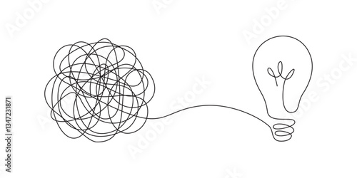 Chaos to Idea Concept with Light Bulb Symbol