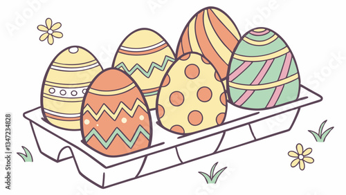 Easter eggs in a tray. colored eggs. Christian holiday