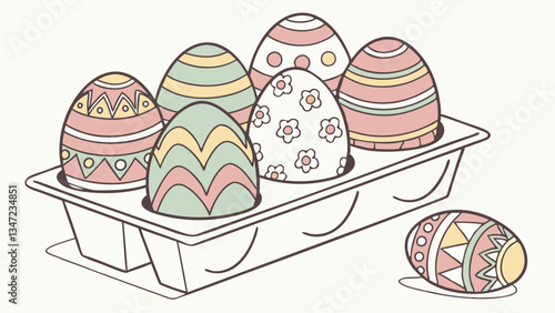 Easter eggs in a tray. colored eggs. Christian holiday