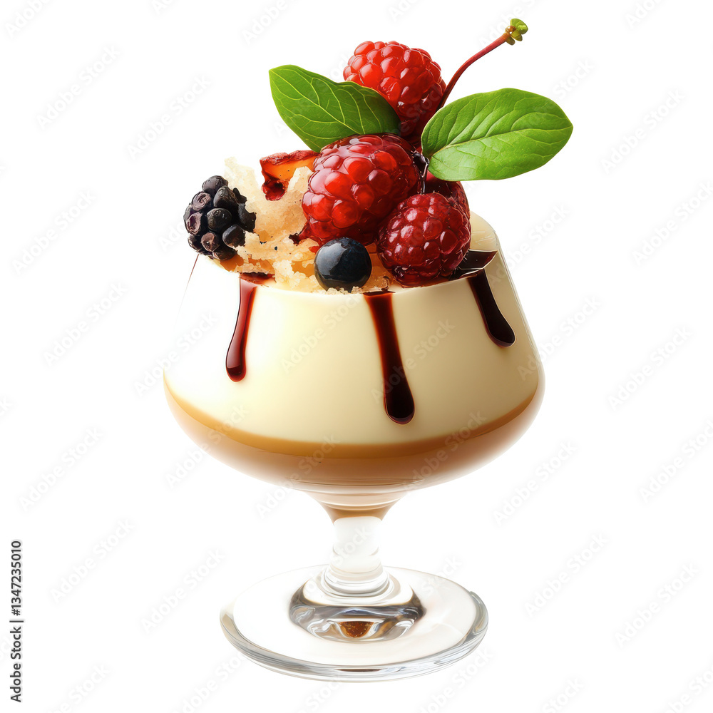 Delicious Creamy Dessert with Berries in Glass, Gourmet Food Photography Delicious Creamy Dessert with Berries in Glass, Gourmet Food Photography