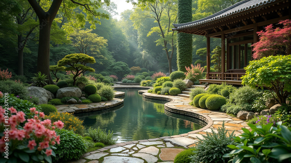 Fototapeta premium japanese garden in spring