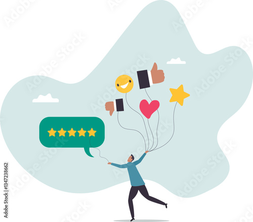 customer feedback evaluation, best quality or satisfaction, opinion, best rating reputation or online positive review.character for design