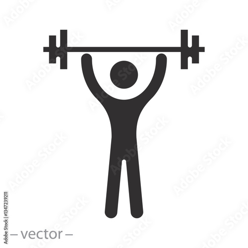 lifting dumbbell, lift weight icon, strong lifter, weight heavy, training sport, flat vector illustration