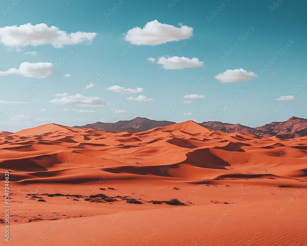 Naklejka premium Desert dunes under a bright blue sky background