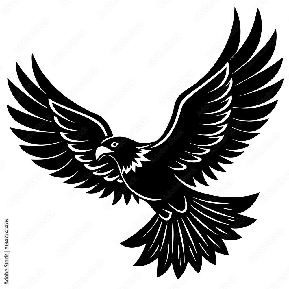 Fototapeta premium A soaring eagle silhouette vector illustration 
