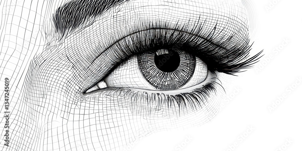 Obraz premium A close up of a woman's eye with a black eyeliner