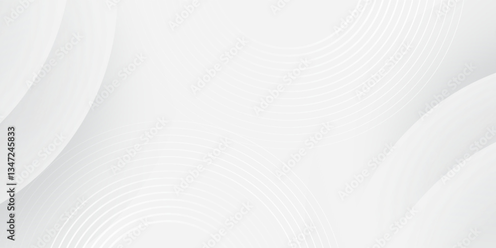 White geometric abstract background overlap layer on bright space with lines effect decoration. Modern graphic design element circles style concept White geometric abstract background overlap layer on bright space with lines effect decoration. Modern graphic design element circles style concept