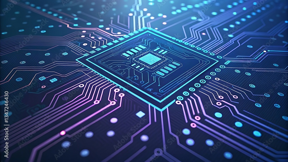 Obraz premium blue circuit board futuristic