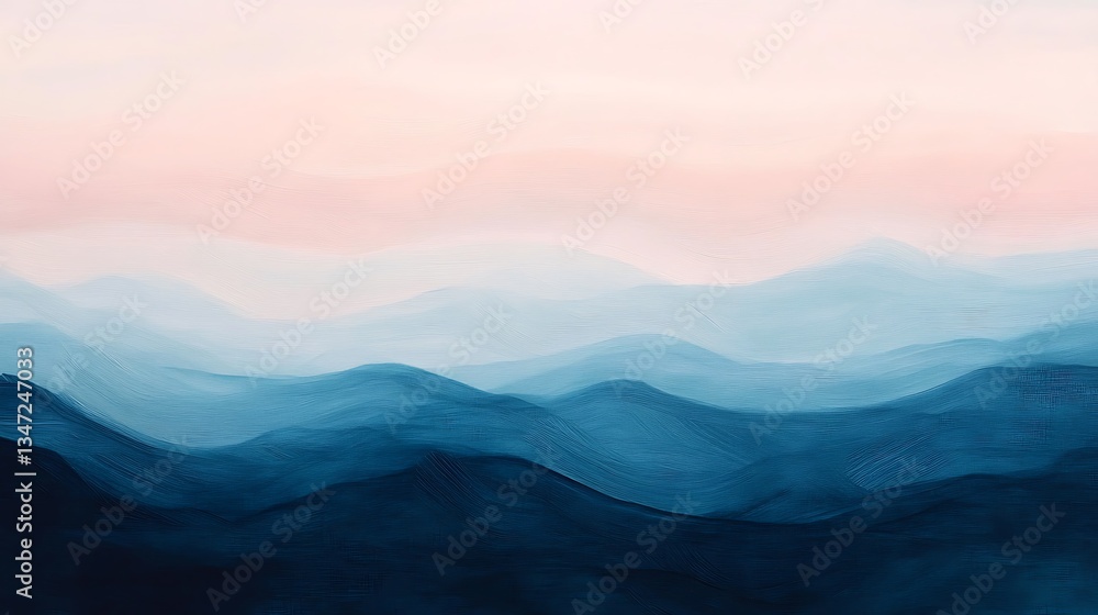 Fototapeta premium Abstract mountain range at sunrise, soft focus, serene landscape