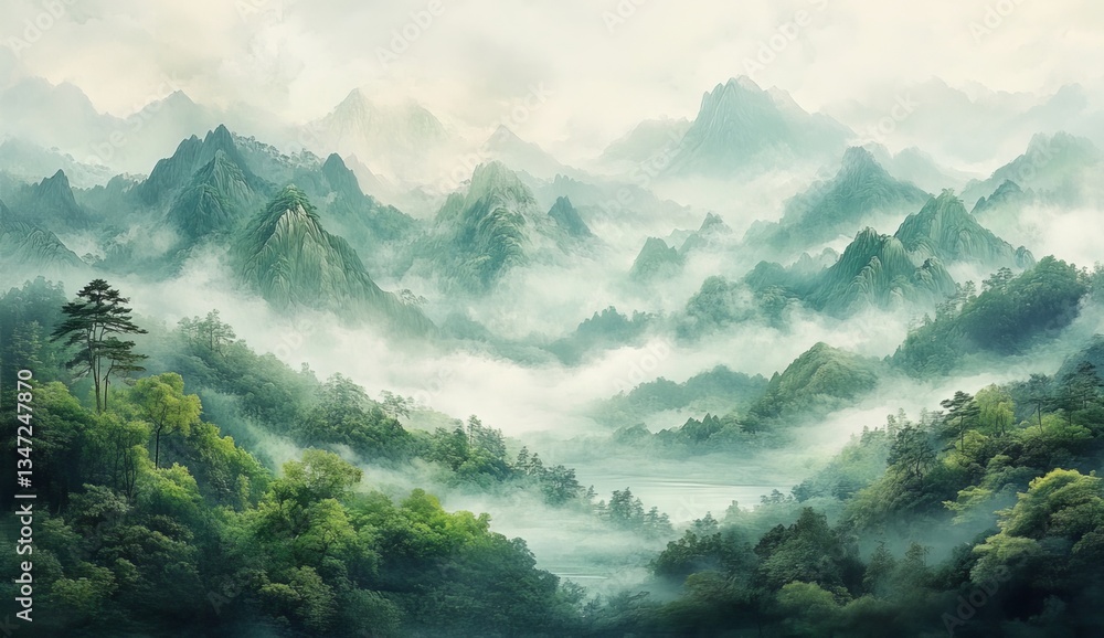 mountain landscape with fog mountain landscape with fog