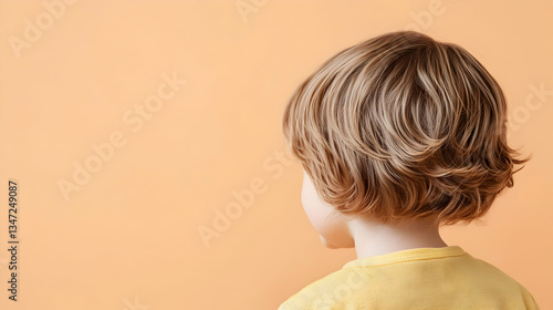 Obraz na płótnie Child Back View Against Pastel Orange Background w salonie