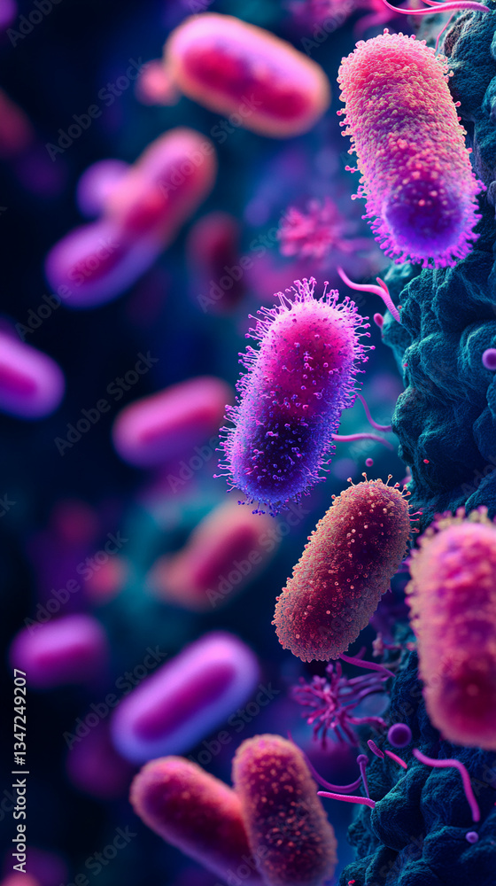 Fototapeta premium Close-Up of Bacteria Under the Microscope 