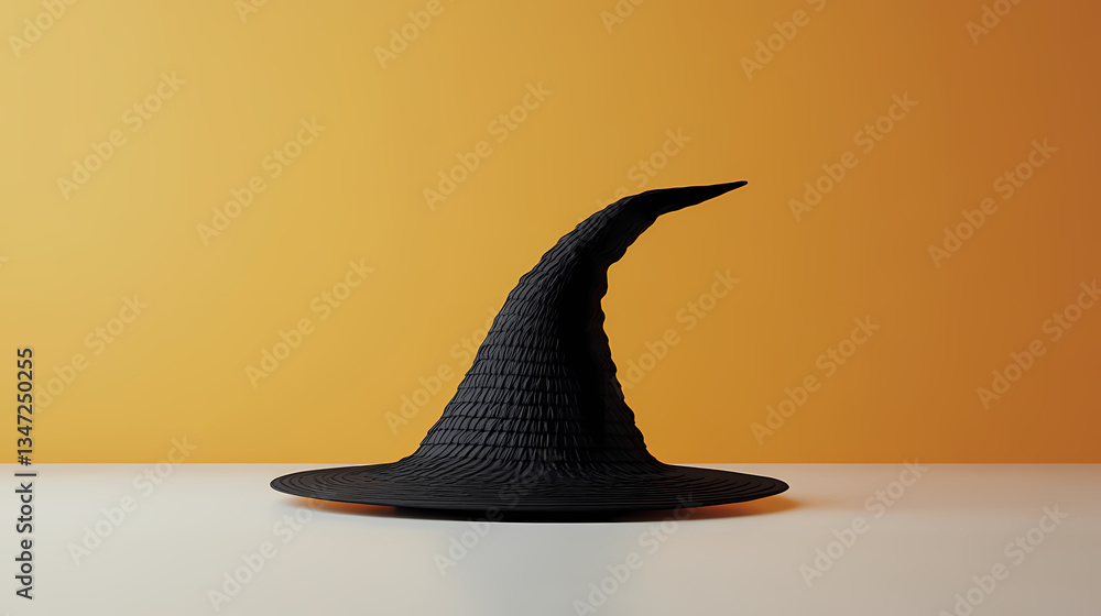 Black Witch Hat with Warm Gradient Background