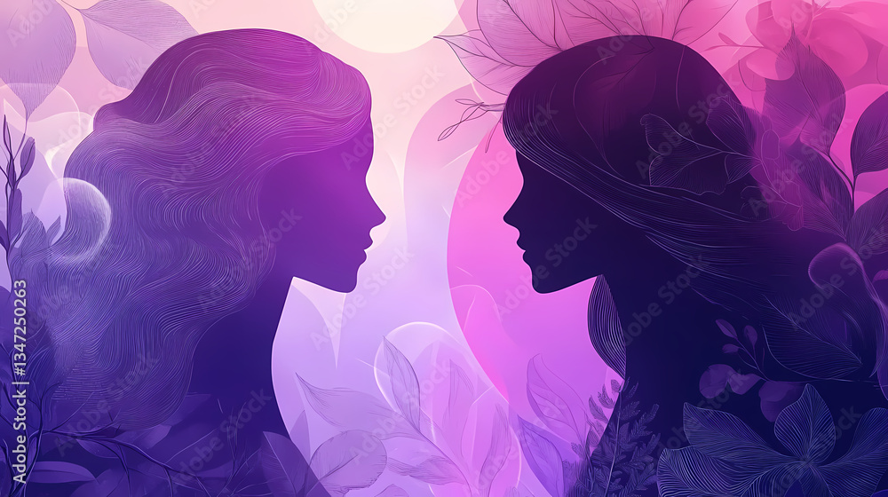 Female Silhouettes with Plants