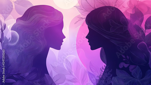 Female Silhouettes with Plants