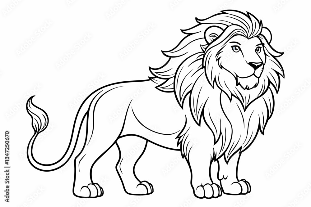 Obraz premium coloring page line art the king lion black vector