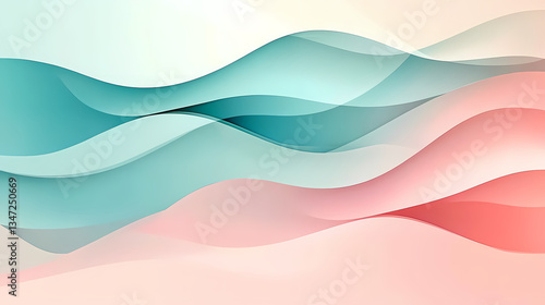 Abstract Waves in Blue Green and Pink