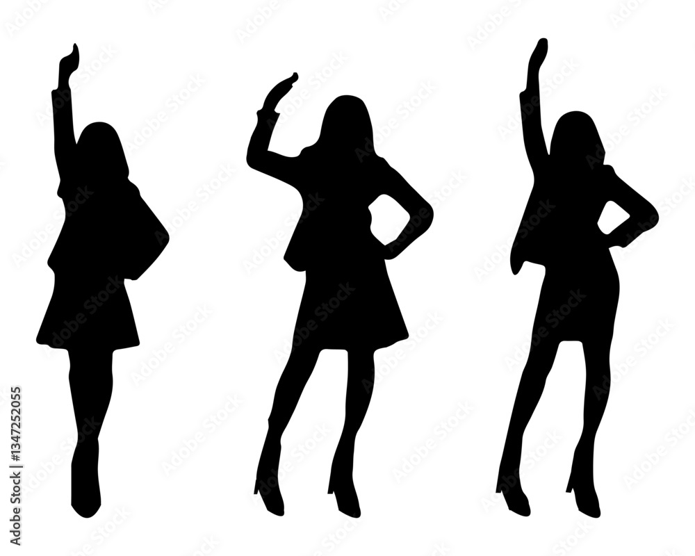 Fototapeta premium Confident women in a business dress silhouette collection on white background