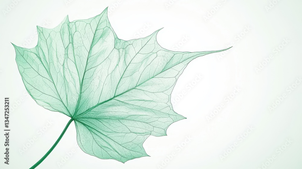 Fototapeta premium Translucent Green Leaf with Nature Background, and Macro Closeup.