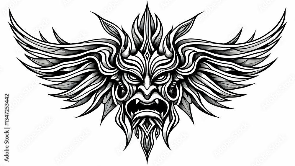 Fototapeta premium Tribal tattoo design in black and white line art