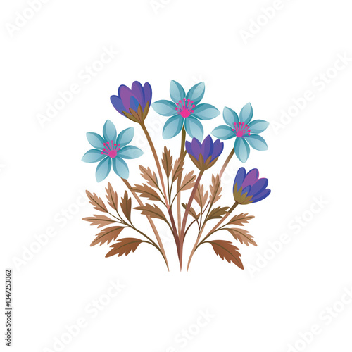Outline flower set for artistic designs