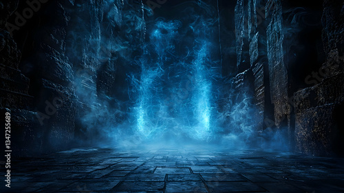 Mystical Blue Glow Over Night Cityscape