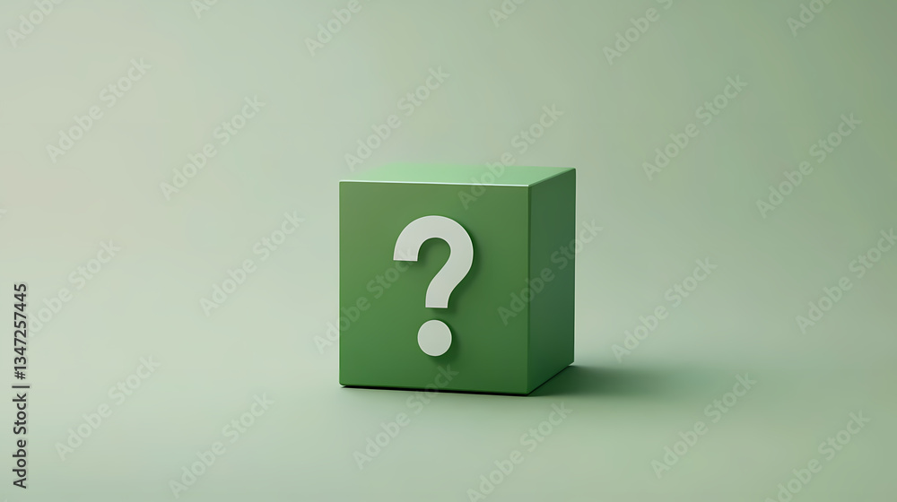 Green Cube with White Question Mark