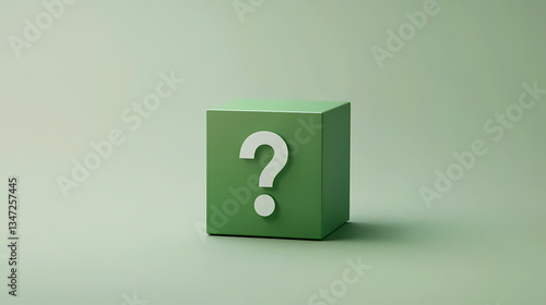 Obraz na płótnie Green Cube with White Question Mark w salonie