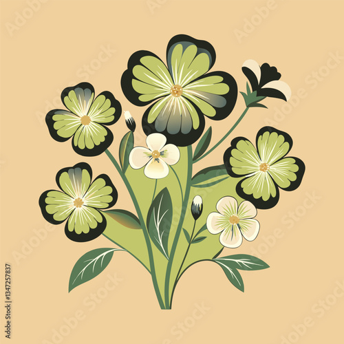 Outline flower set for artistic designs