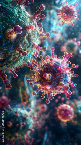 Immune System Cells Fighting Bacteria  