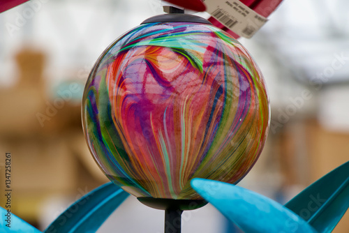 colorful glass orb for garden decor 
