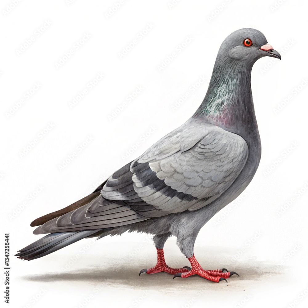 Naklejka premium pigeon on white background