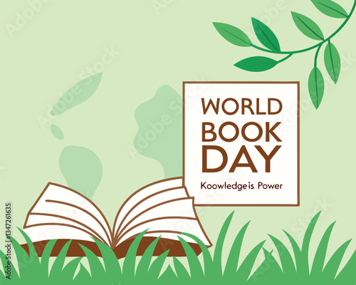 Celebrate World Book Day with this serene design featuring an open book against a globe, emphasizing knowledge as power.