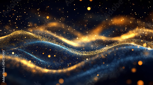 Abstract Waves in Blue and Gold