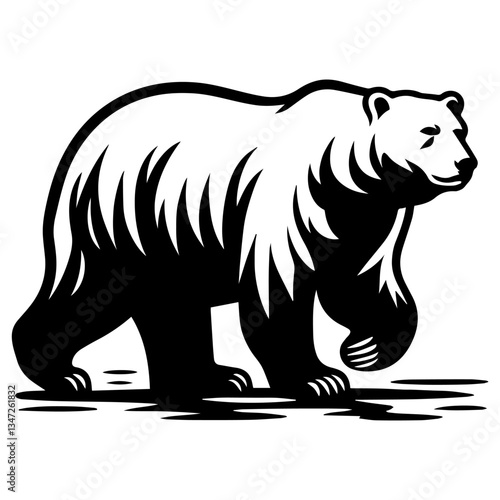 A black and white bear logo on a white isolated background. Vector graphics. EPS.