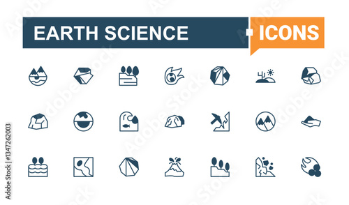 Earth Science icon. Contains such as ground, earth, mining, geography and more. Geology icon set in linear style. Minimal web icons set. Vector line and solid icons.